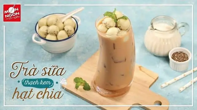 Cách làm trà sữa thạch kem hạt chia giòn dai bao ghiền