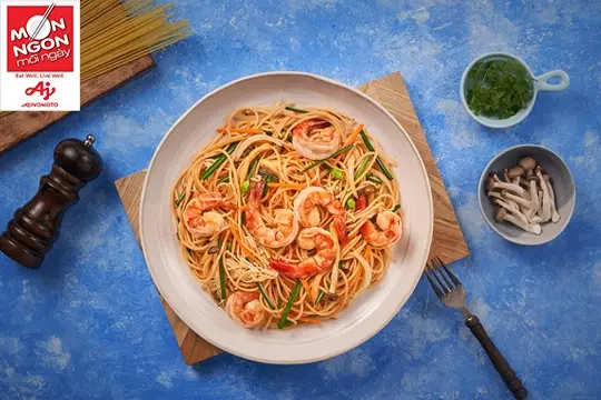 Công thức làm mì spaghetti xào tôm nấm ngon khó cưỡng