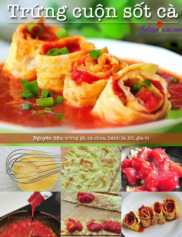 C&aacute;ch l&agrave;m trứng cuộn sốt c&agrave; chua
