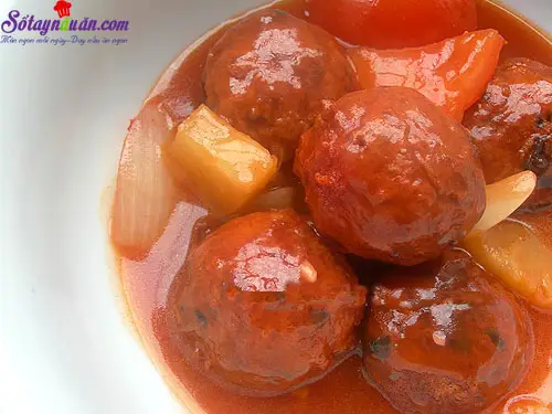 Thịt vi&ecirc;n sốt chua ngọt 6