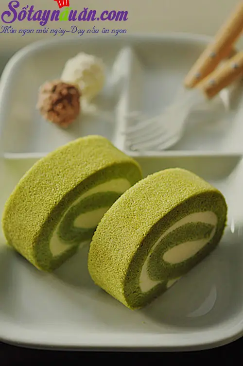 C&aacute;ch l&agrave;m b&aacute;nh b&ocirc;ng lan cuộn vị tr&agrave; xanh 10