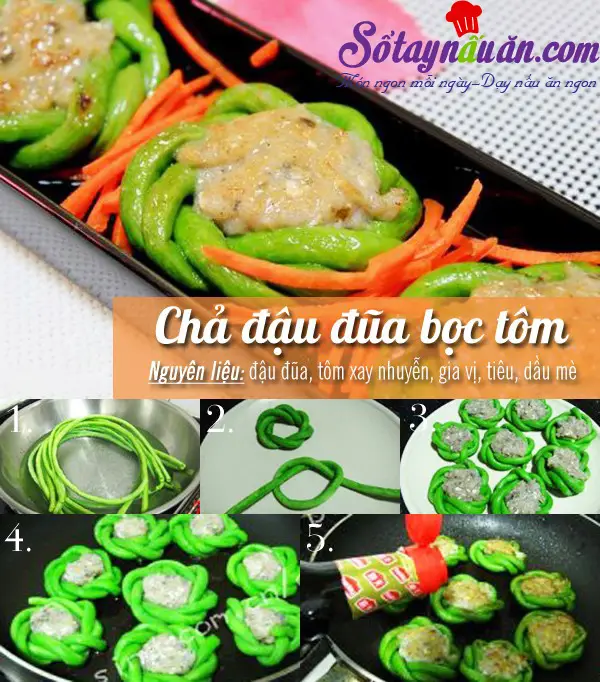 Chả đậu đũa bọc t&ocirc;m 1