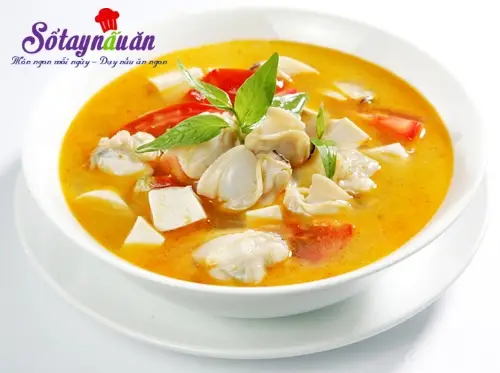 Canh ngao đậu phụ rau răm