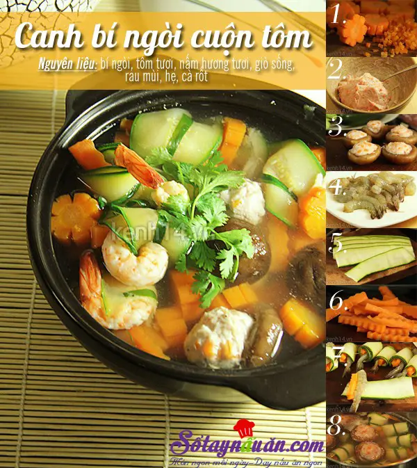 Canh bí cuộn tôm 1
