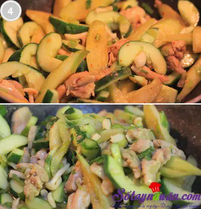 Thịt g&agrave; x&agrave;o dưa chuột 4