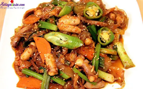 c&aacute;ch l&agrave;m bạch tuộc x&agrave;o cay kiểu h&agrave;n 8